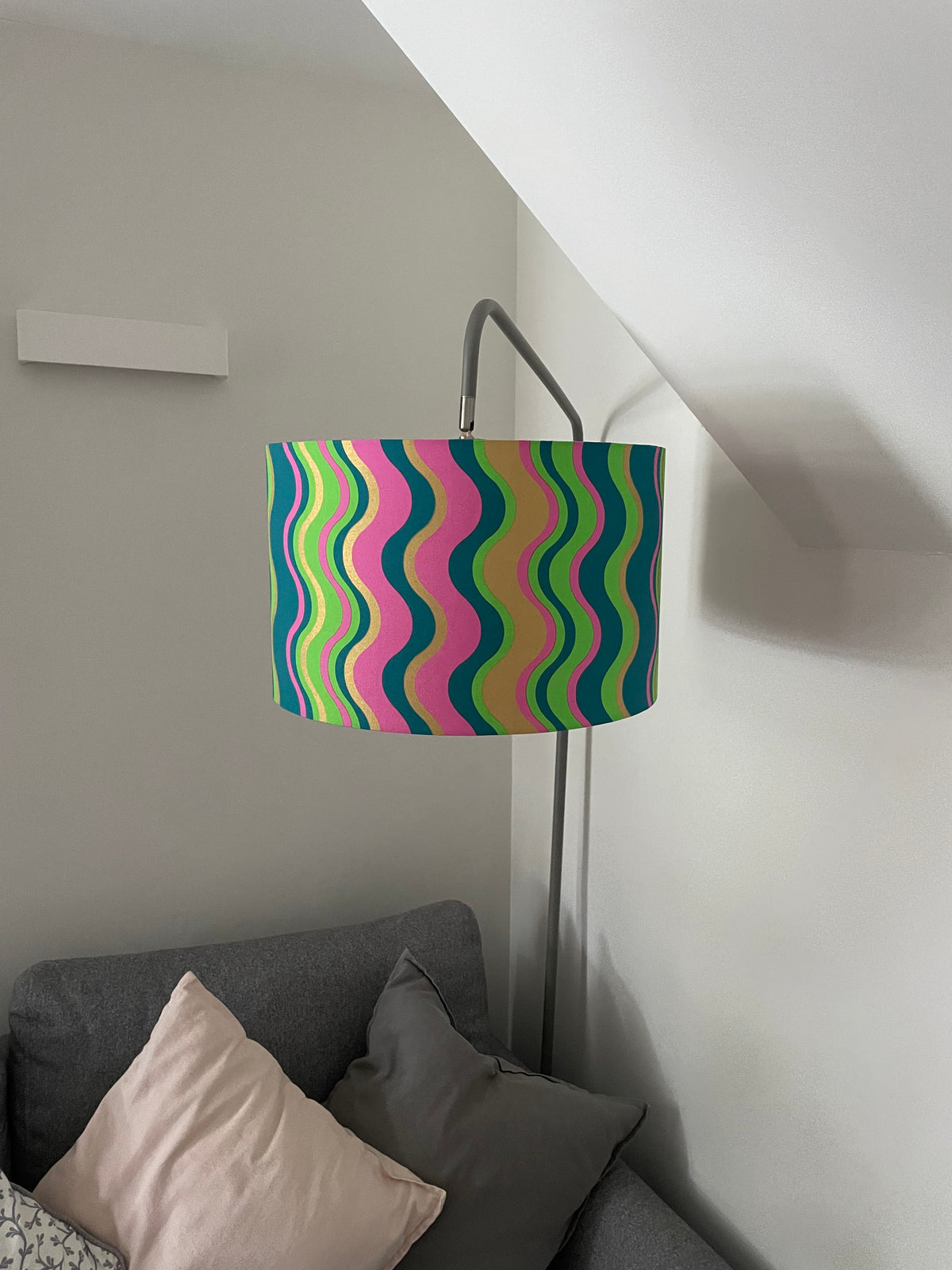 Multicoloured Striped Drum Lampshade