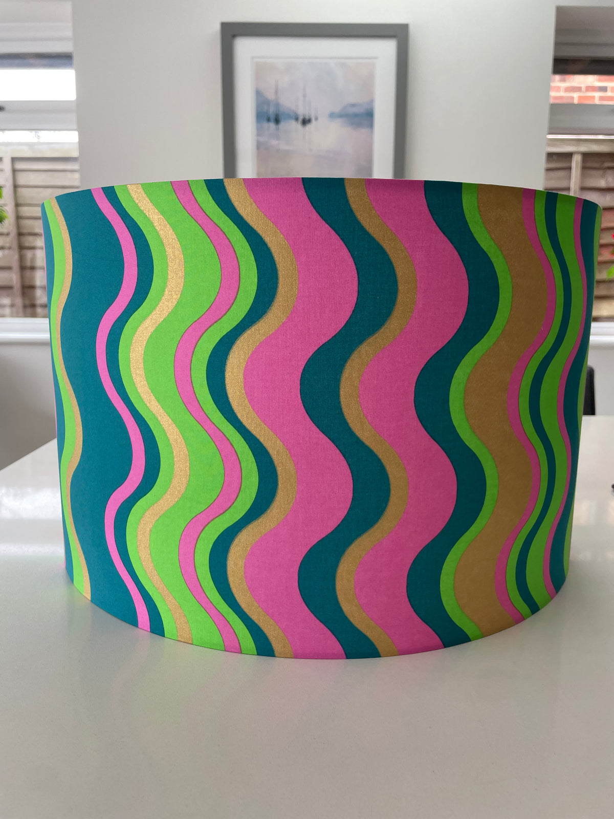 Multicoloured Striped Drum Lampshade