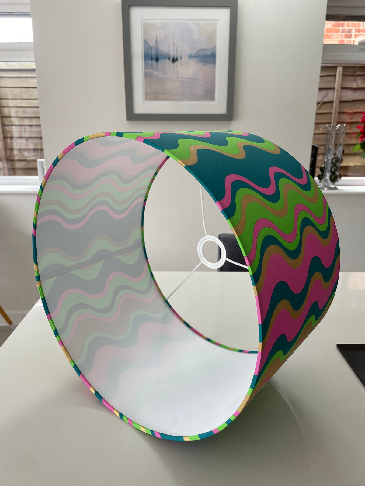 Multicoloured Striped Drum Lampshade