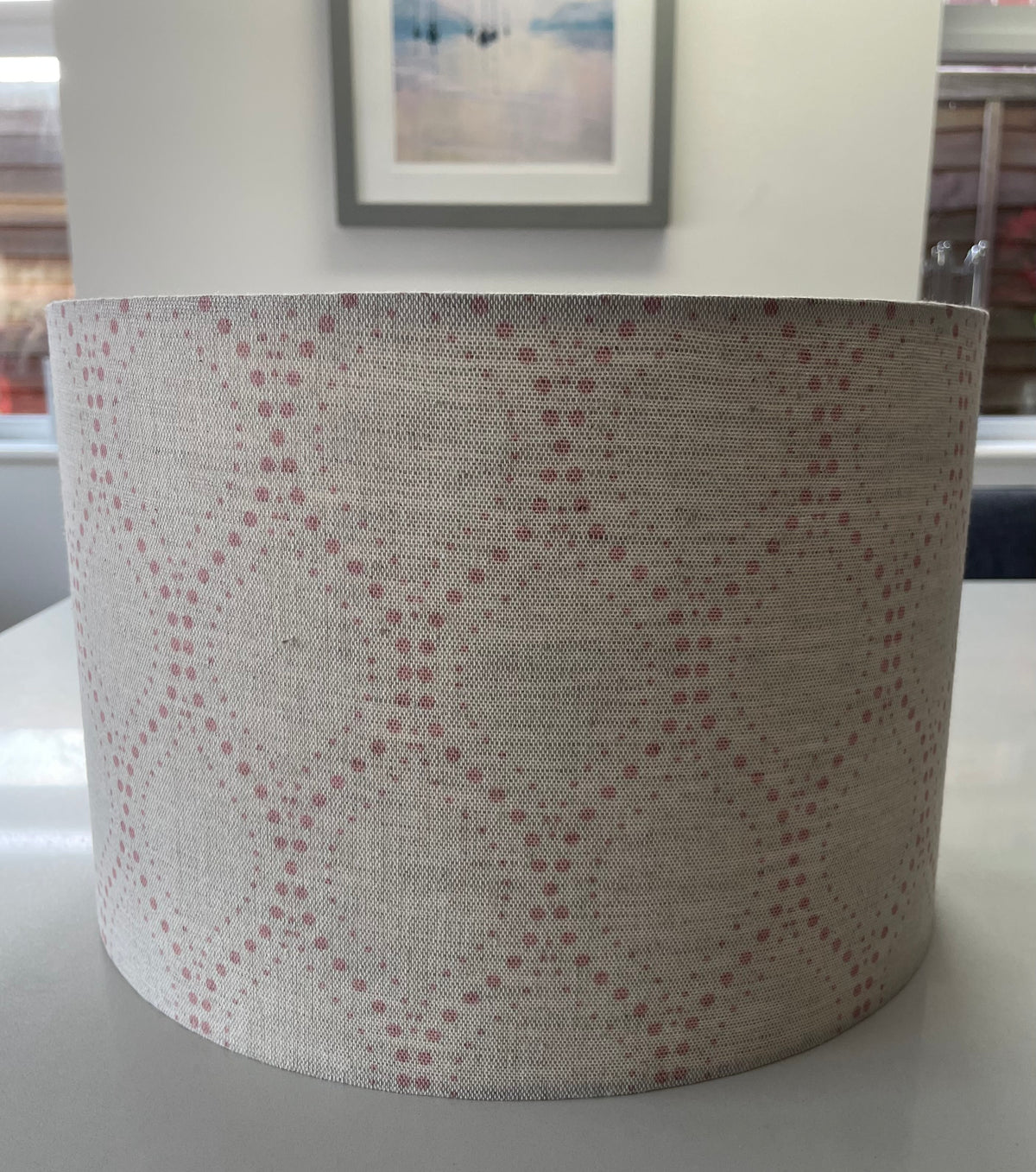 Beige and Pink Dot Drum Lampshade