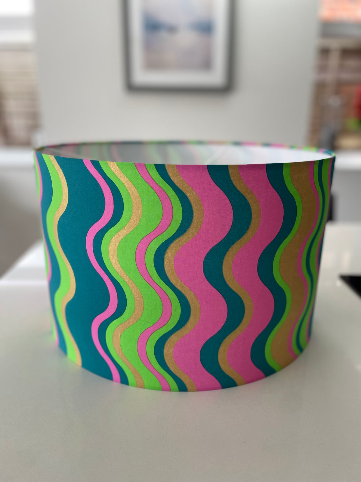 Multicoloured Striped Drum Lampshade