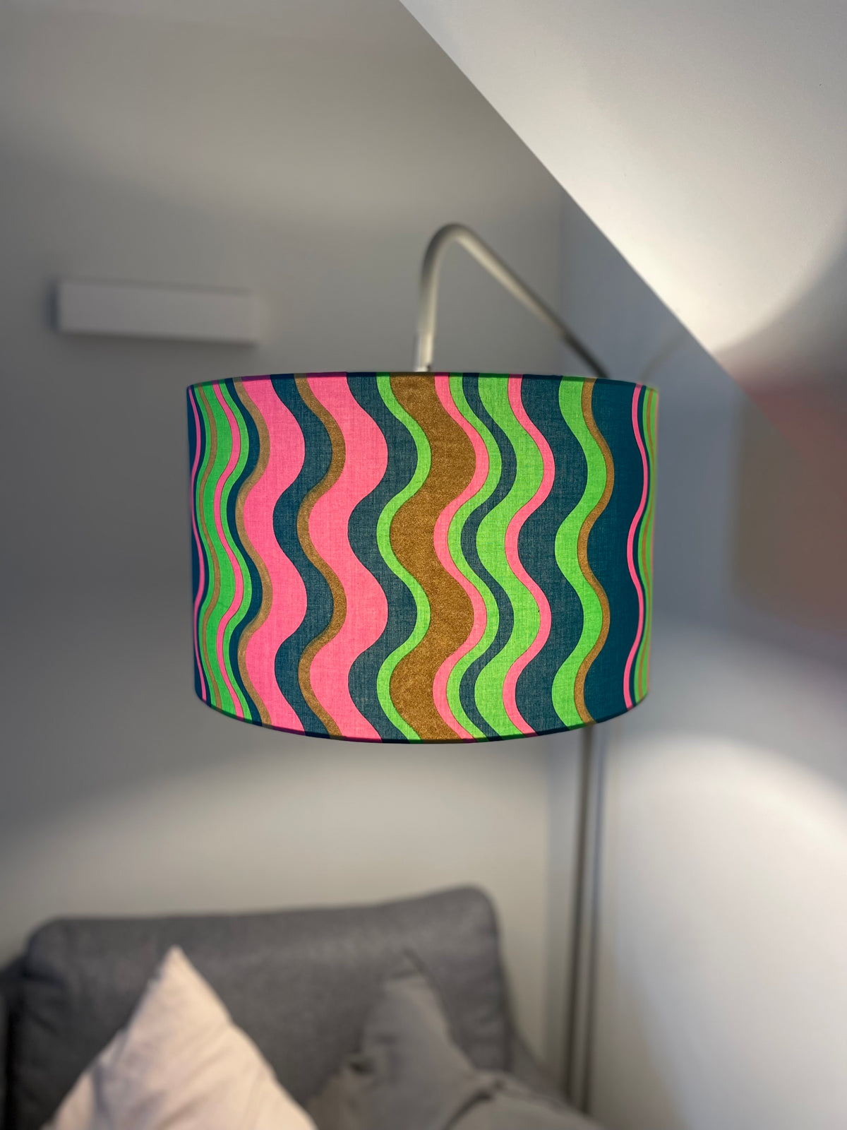 Multicoloured Striped Drum Lampshade
