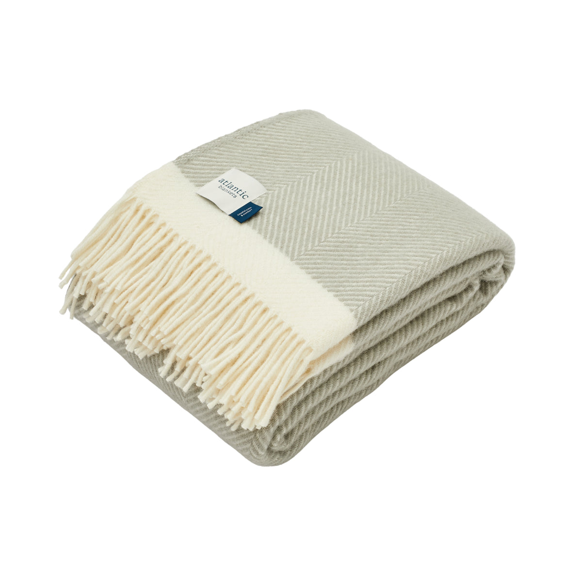 Herringbone Wool Blanket Harbour Mist