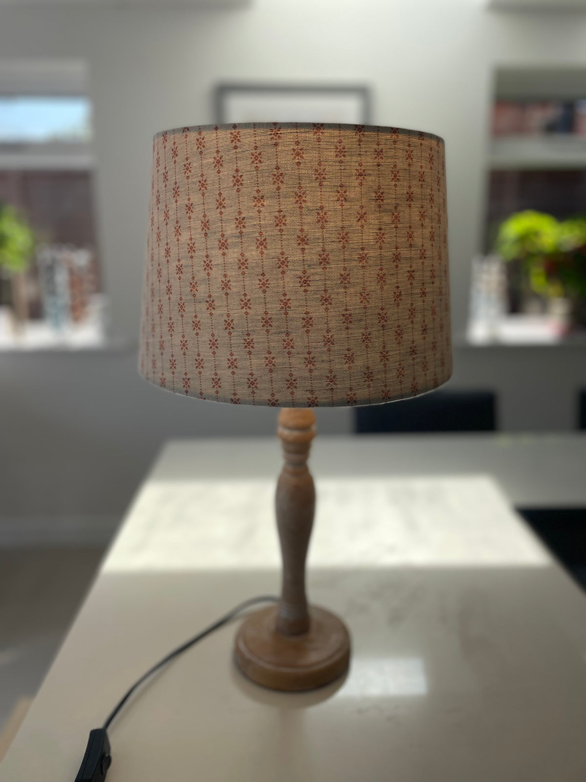 Handmade Empire or Candle Clip lampshade in Beige and Terracotta