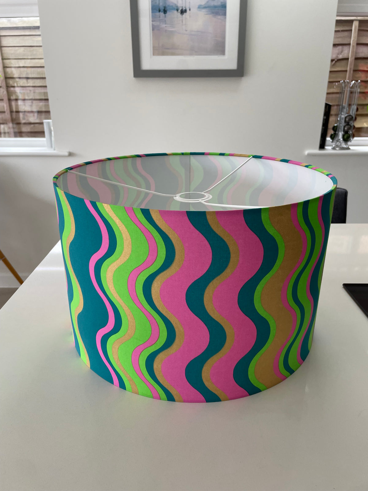 Multicoloured Striped Drum Lampshade