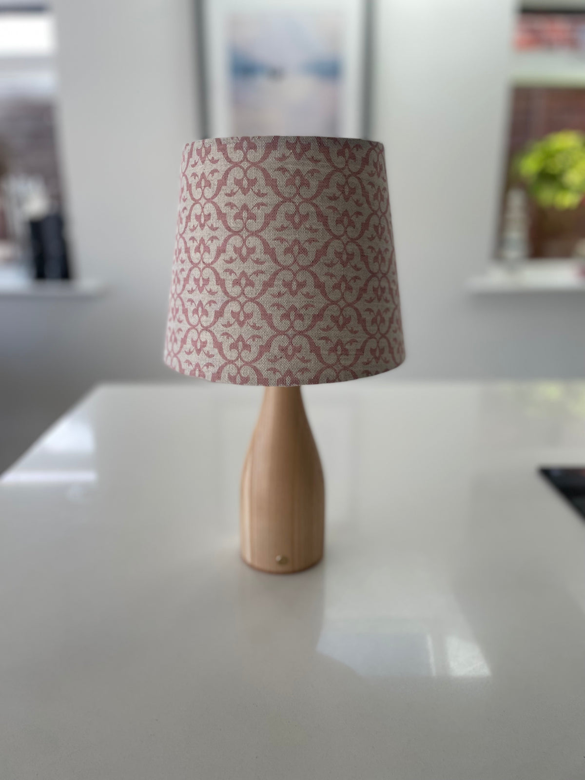 Handmade Empire or Candle Clip Lampshade in Pink Patterned Linen fabric