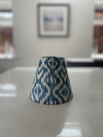 Handmade Empire or Candle Clip Lampshade in Chambray Blue Ikat pattern
