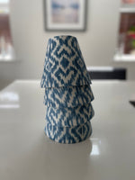 Handmade Empire or Candle Clip Lampshade in Chambray Blue Ikat pattern