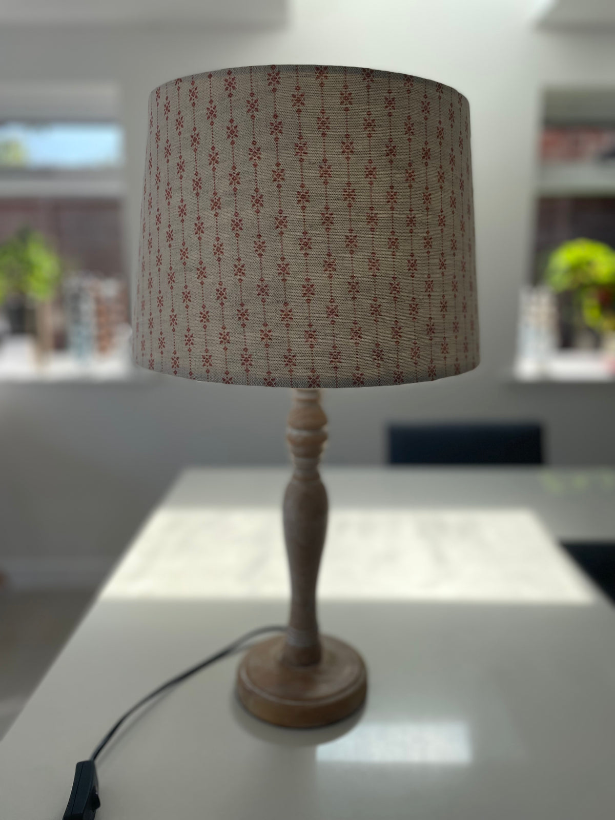 Handmade Empire or Candle Clip lampshade in Beige and Terracotta