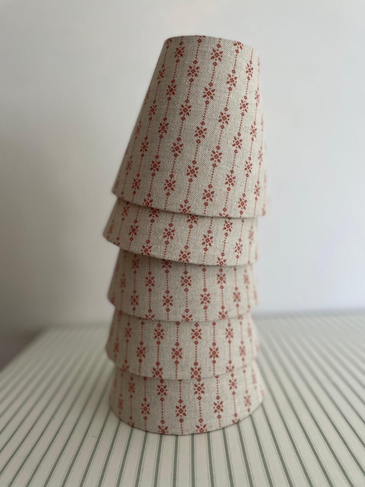 Handmade Empire or Candle Clip lampshade in Beige and Terracotta