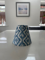 Handmade Empire or Candle Clip Lampshade in Chambray Blue Ikat pattern