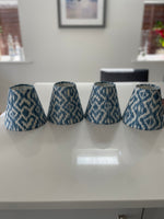 Handmade Empire or Candle Clip Lampshade in Chambray Blue Ikat pattern
