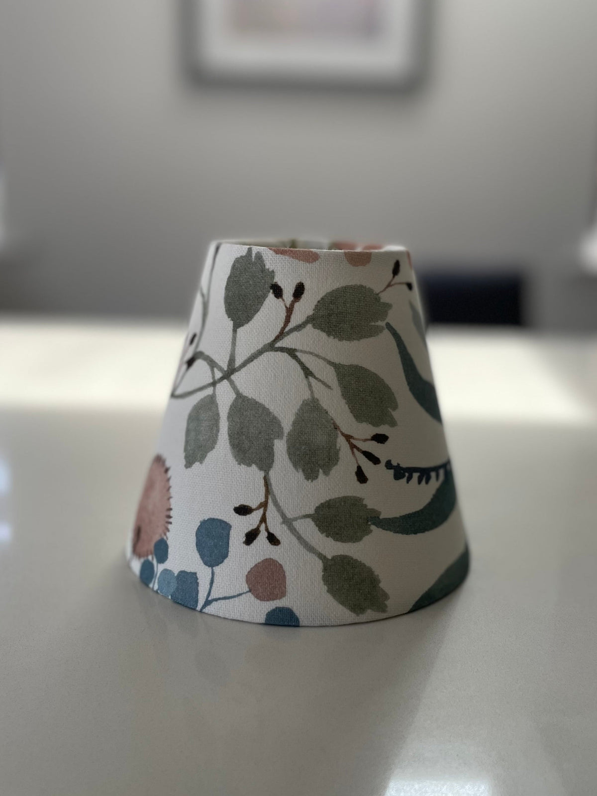 Handmade Empire or Candle Clip lampshade in cream, rose and blue floral print