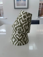 Handmade Empire or Candle Clip Lampshade in Olive Green Ikat pattern