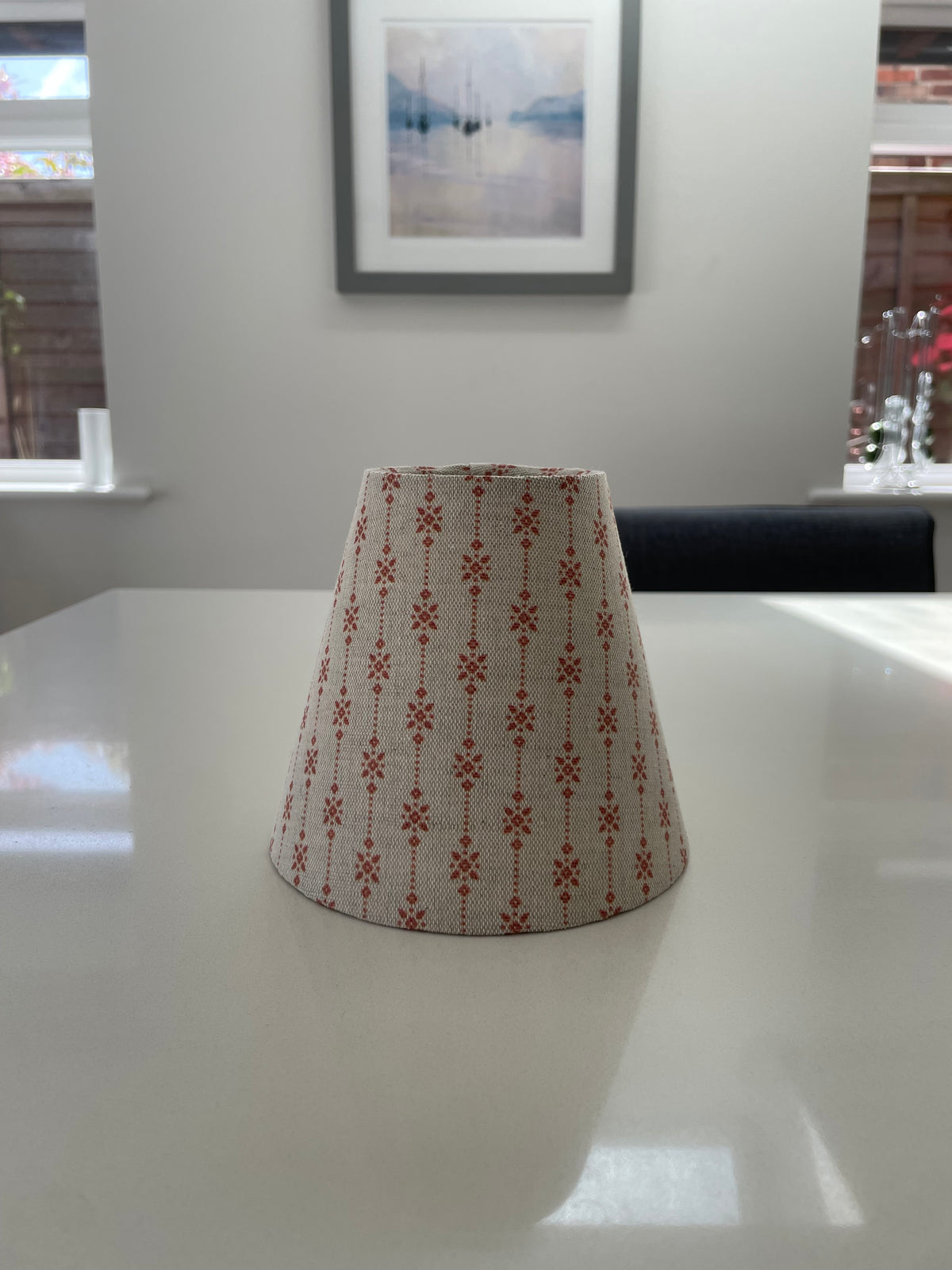 Handmade Empire or Candle Clip lampshade in Beige and Terracotta