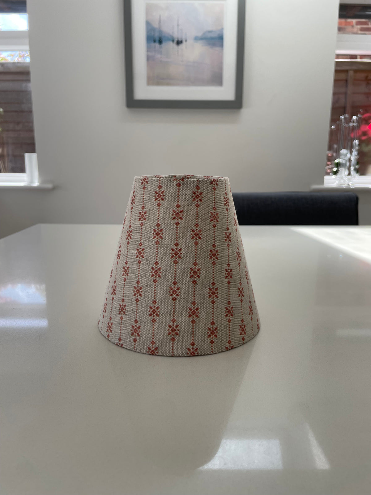 Handmade Empire or Candle Clip lampshade in Beige and Terracotta