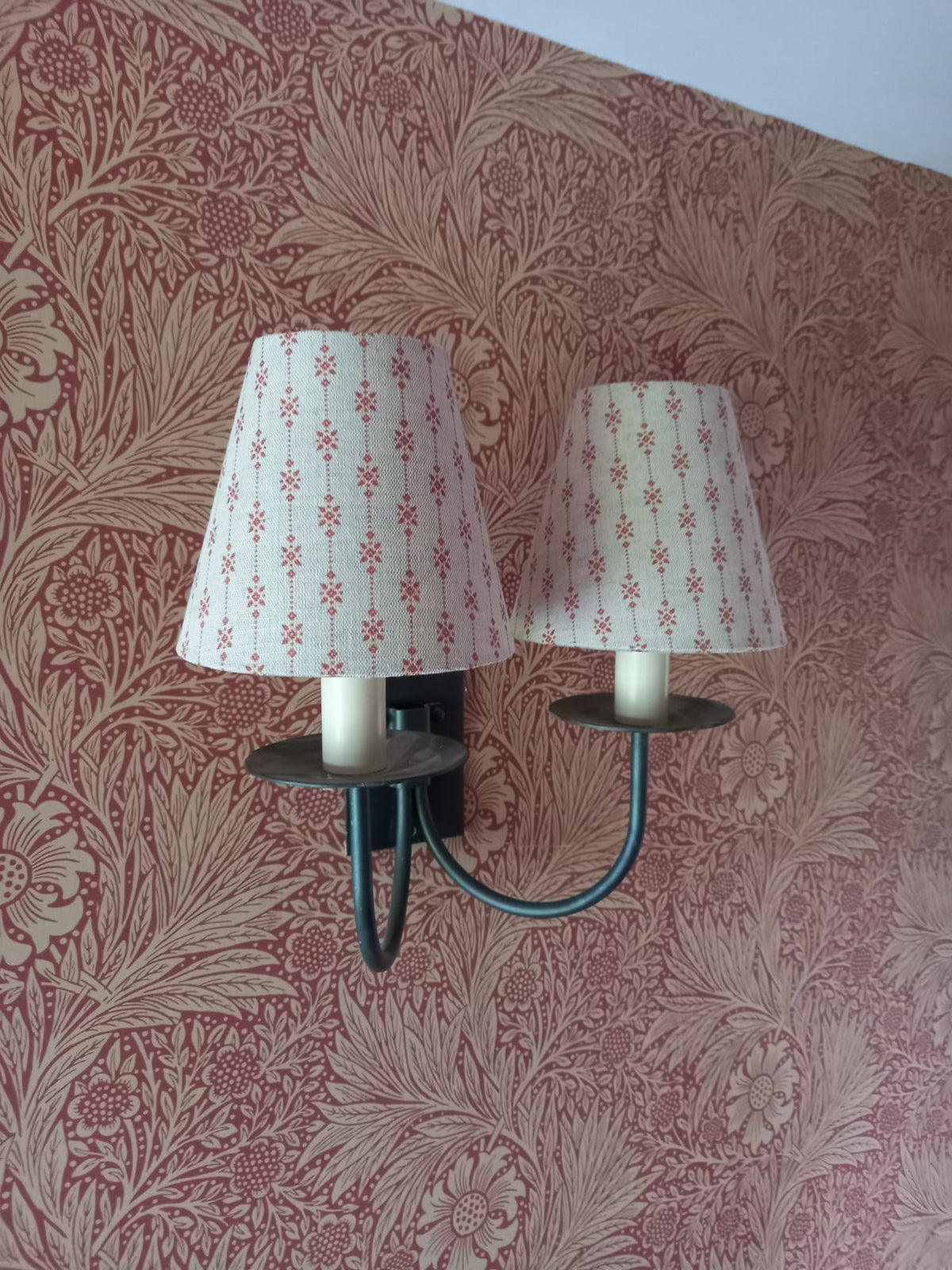 Handmade Empire or Candle Clip lampshade in Beige and Terracotta