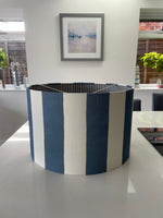 Navy Blue Striped doubled sided lined Drum Lampshade
