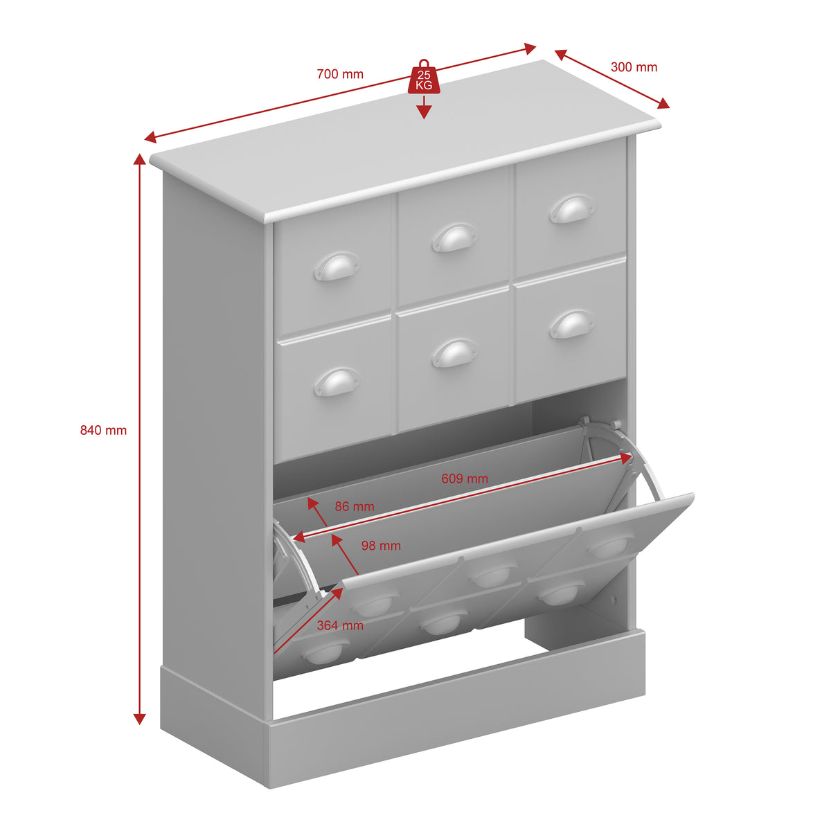 Nola Shoe Cabinet White & Pine