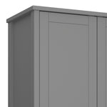 Tromso 3 Doors Wardrobe Folkestone Grey with Leather Handles