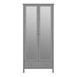 Tromso 2 Mirror Doors + 1 Drawer Wardrobe Folkestone Grey