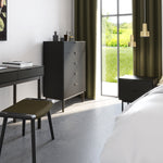 Soma Bedside Table 2 Drawers Granulated Black Brushed Black