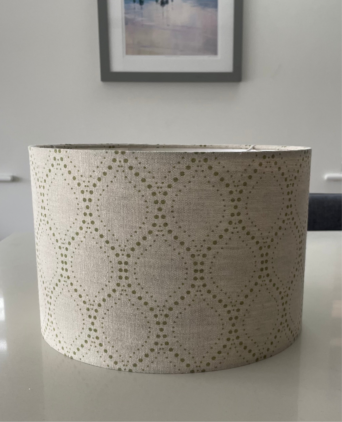 Beige and Green Dot Drum Lampshade