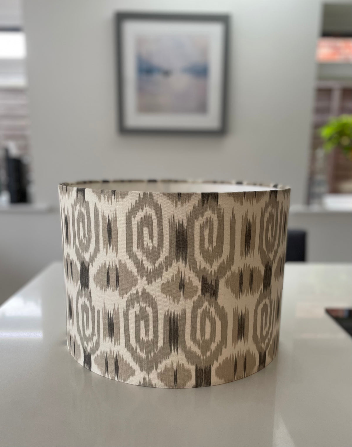 Beige and Cream Ikat Drum Lampshade