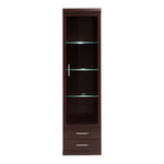 Imperial Tall Glazed 1 Door 2 Drawer Narrow Cabinet in Dark Mahogany Melamine