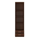 Imperial Tall 2 Drawer Narrow Cabinet with Open Shelving in Dark Mahogany Melamine