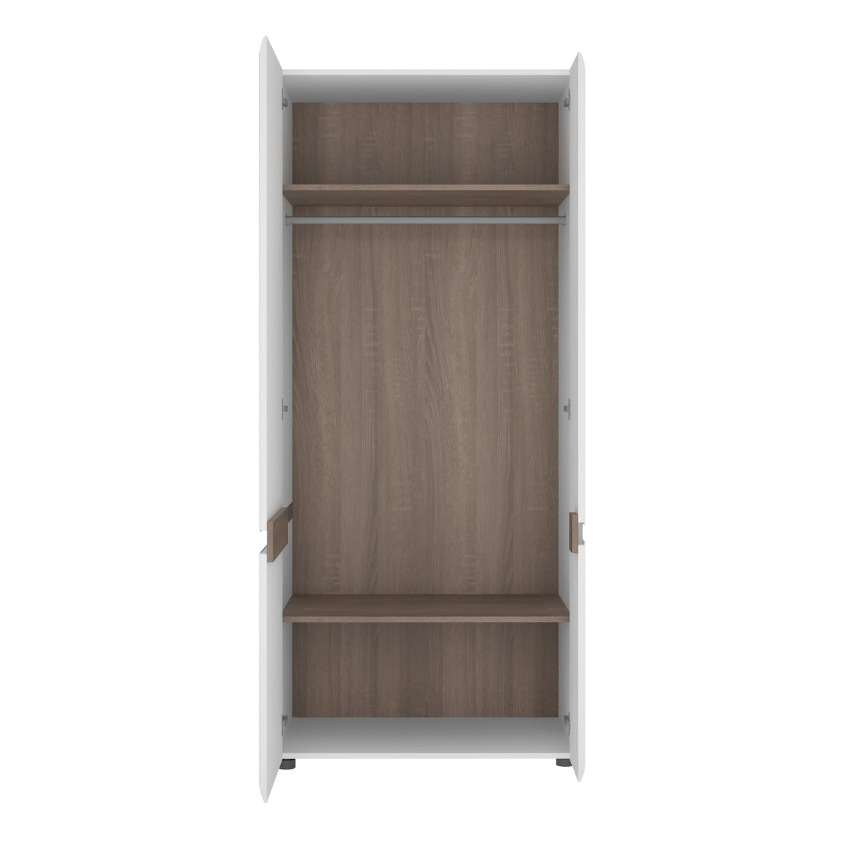 Chelsea 2 Door Wardrobe in White with Oak Trim