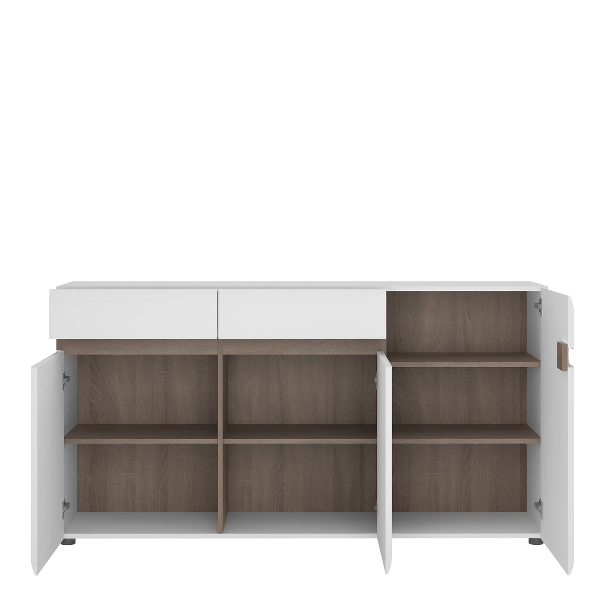 Chelsea 2 Drawer 3 door sideboard in White with Oak Trim