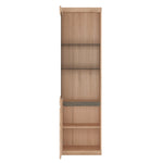 Kensington Tall Narrow 2 Door Glazed Display Cabinet (LHD) in Oak