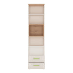 4Kids Tall 2 Drawer Bookcase in Light Oak and white High Gloss (lemon handles)