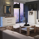 Toronto 2 Door 3 Drawer Sideboard (inc. Plexi Lighting) In White and Oak