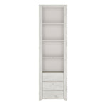 Angel Tall Narrow 3 Drawer Bookcase in White Craft Oak