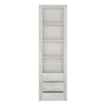 Angel Tall Narrow 3 Drawer Bookcase in White Craft Oak