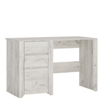 Angel 3 Drawer Desk in White Craft Oak