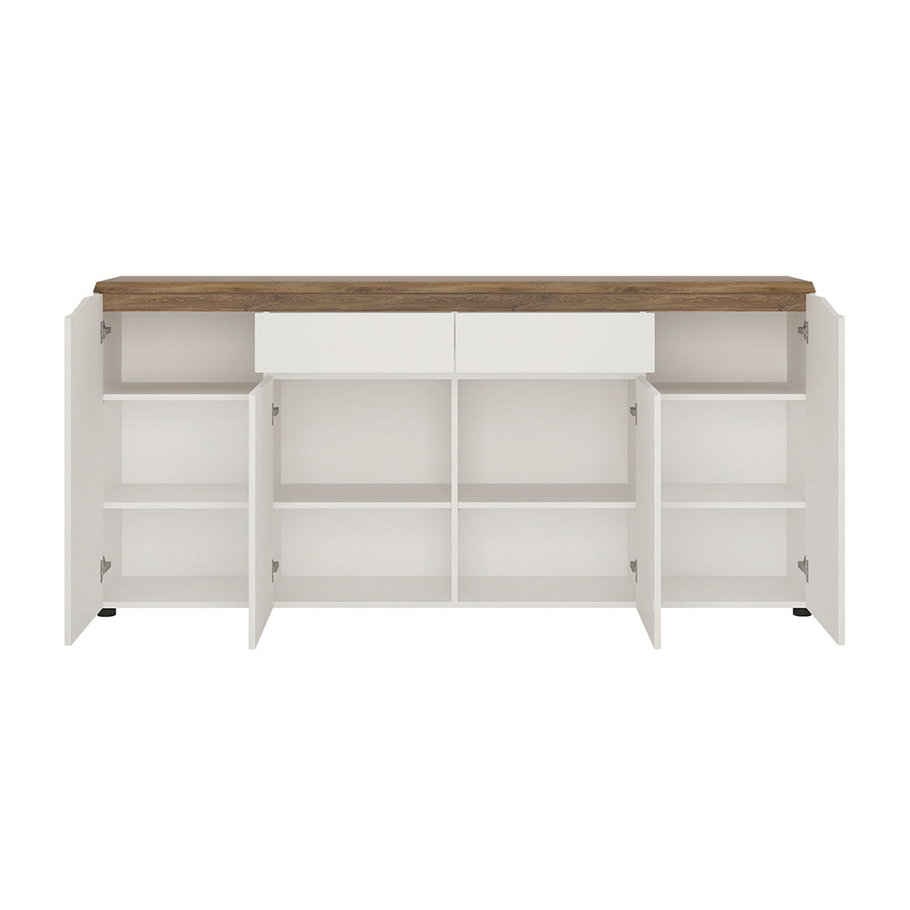 Toledo 4 door 2 drawer sideboard in White and Oak