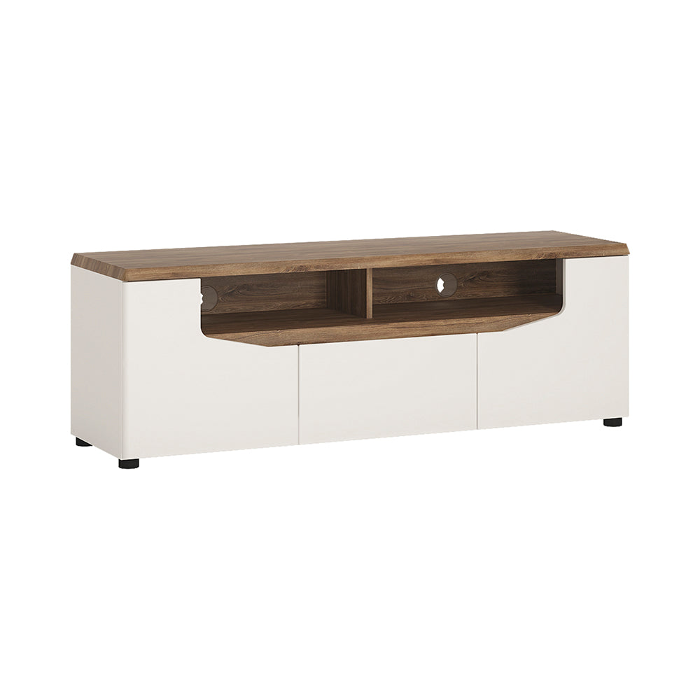 Toledo 2 door 1 drawer TV unit in White and Oak