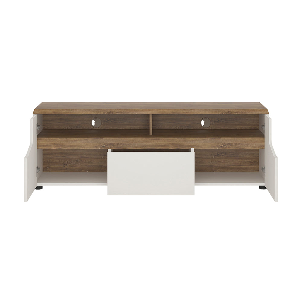 Toledo 2 door 1 drawer TV unit in White and Oak