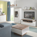 Toledo 2 door 1 drawer TV unit in White and Oak