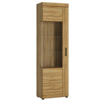 Cortina Tall glazed display cabinet (LH) in Grandson Oak