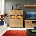 Cortina Low wide 2 door display cabinet in Grandson Oak