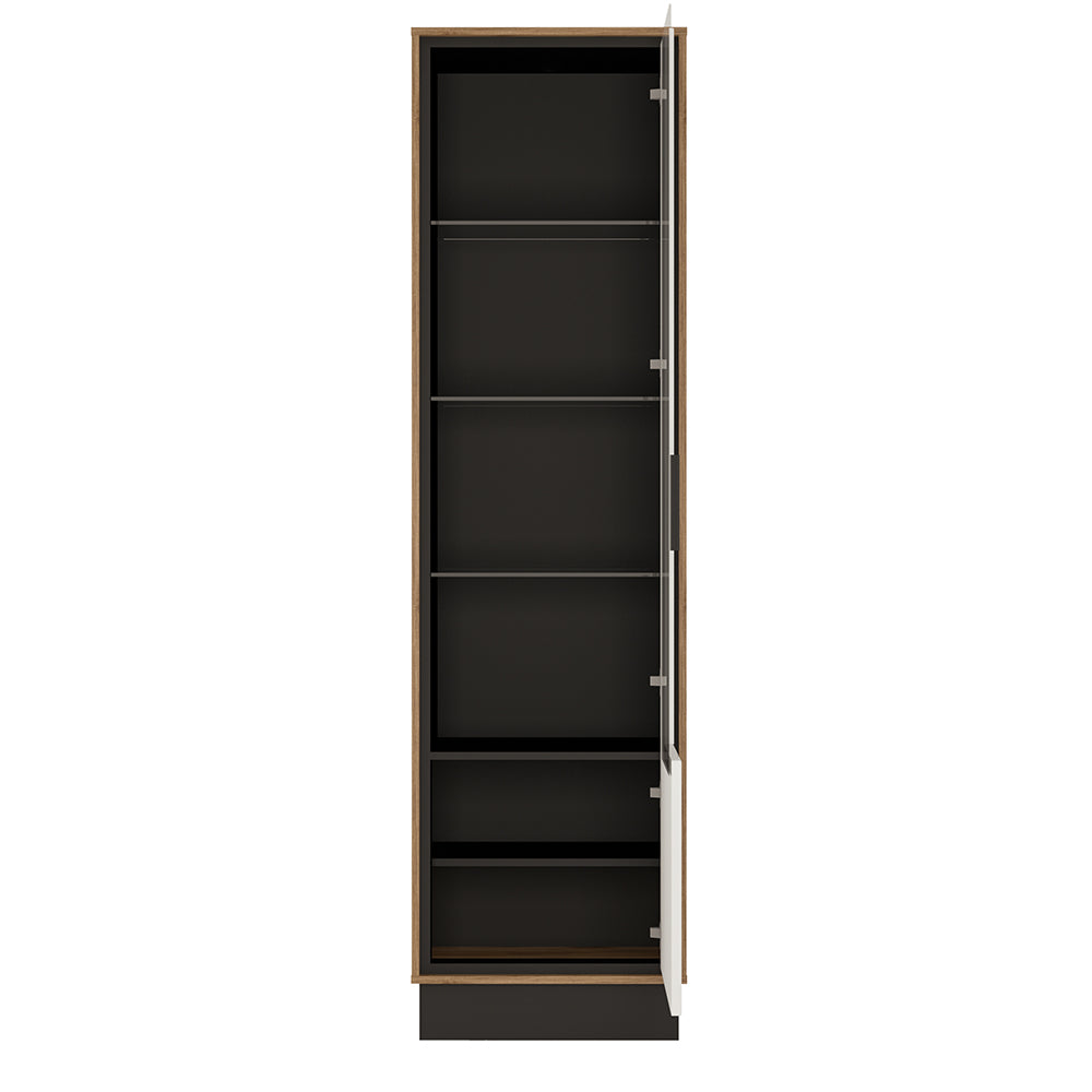 Brolo Tall glazed display cabinet (RH) White, Black, and dark wood