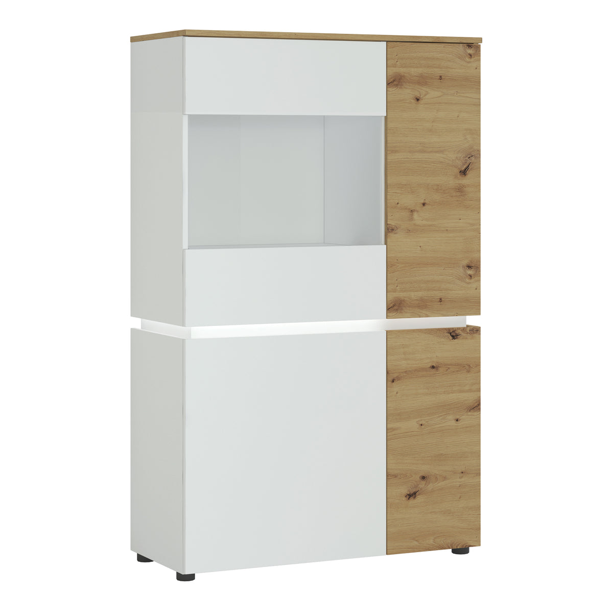 Luci 4 door low display cabinet(including LED lighting) in White and Oak