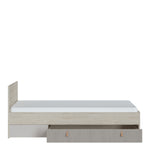 Denim Single 90cm Bed with 1 Drawer in Light Walnut, Grey Fabric Effect and Cashmere