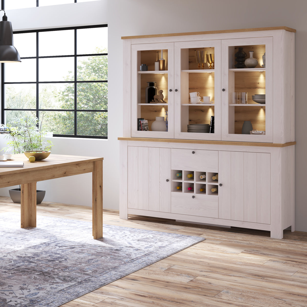 Celesto 3 Door Display top unit in White and Oak