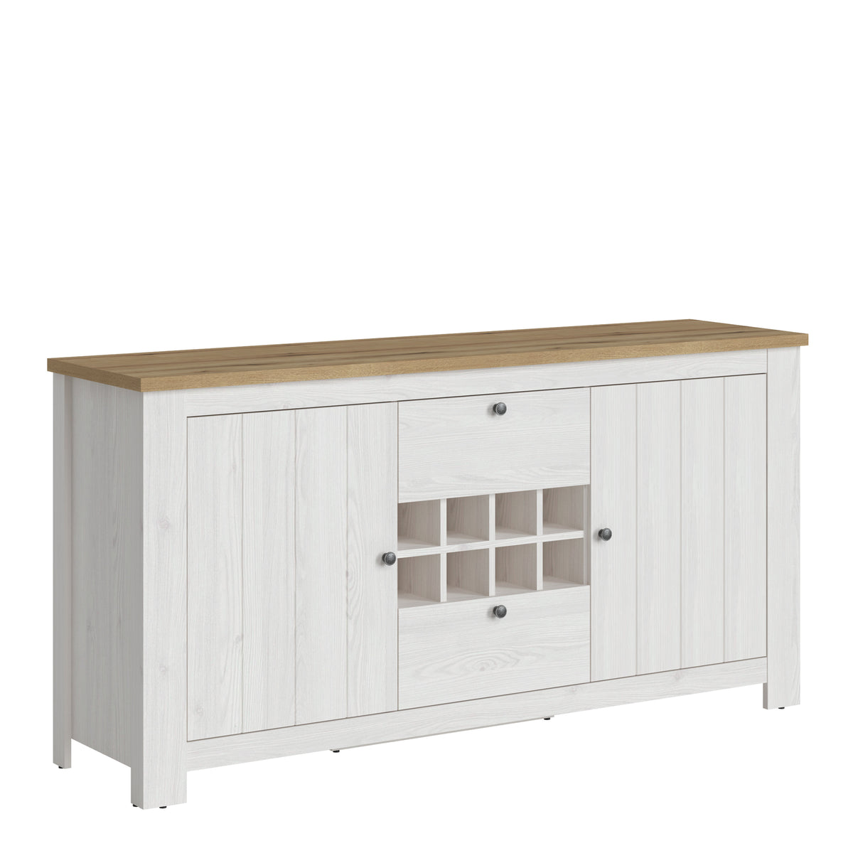 Celesto 2 Door 2 Drawer sideboard with wine rack in White and Oak