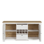 Celesto 2 Door 2 Drawer sideboard with wine rack in White and Oak